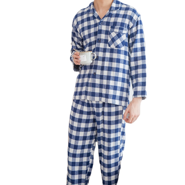 winter warm men pyjamas 100% cotton pajamas sets