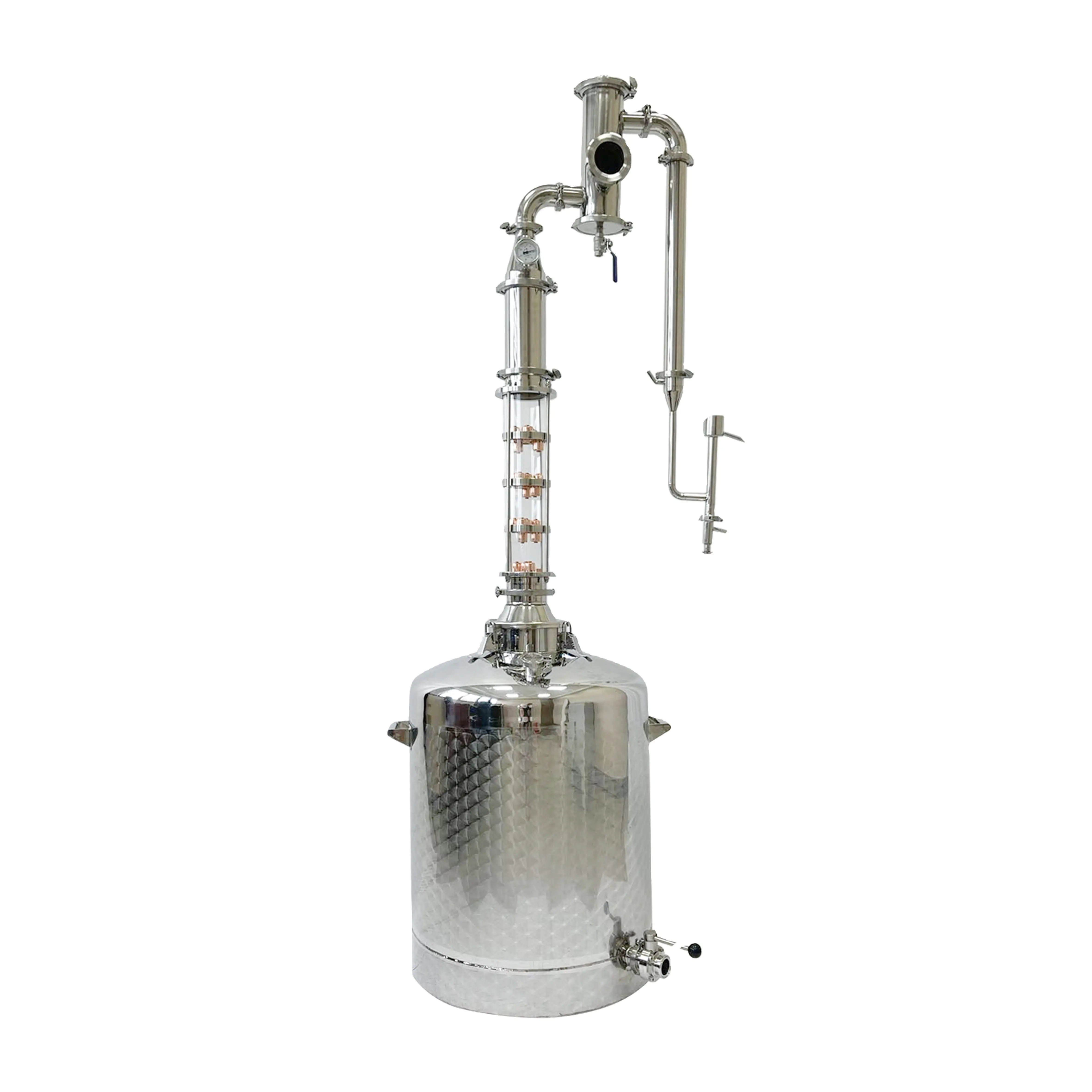 50L 100L 200L whisky distiller gin distiller glass column home distillation machine with copper core plate