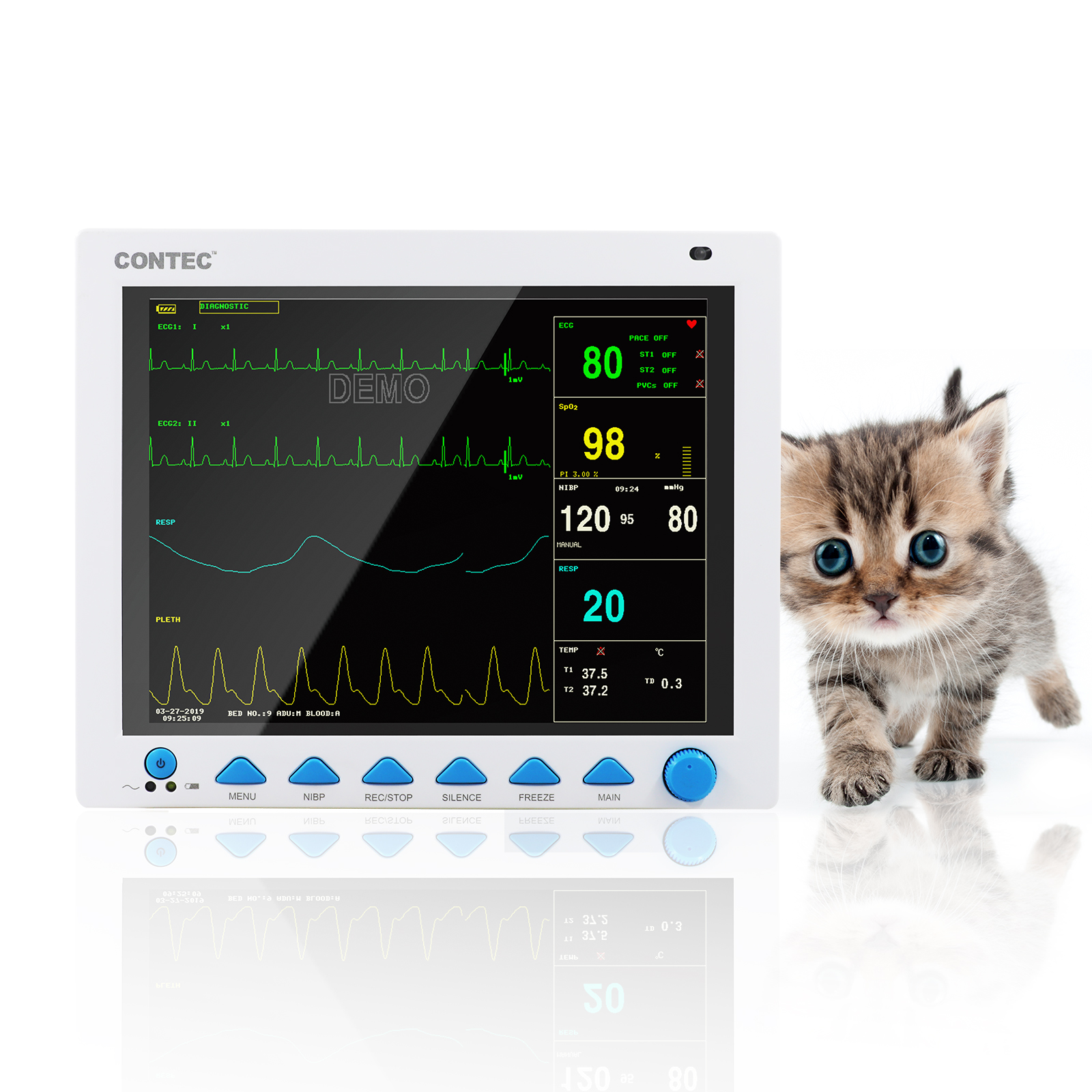 CONTEC CMS8000-Vet дешевые ЭКГ пульсометр Spo2 монитор многопараметрический Ветеринарный монитор для контроля за состоянием
