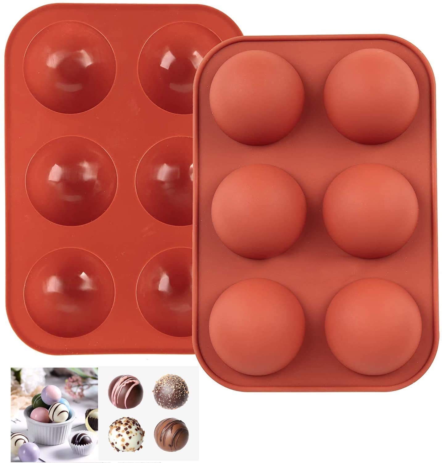2 Pack 6-Cavity Semi Sphere Silicone Baking Hot Chocolate Bomb Making Mold