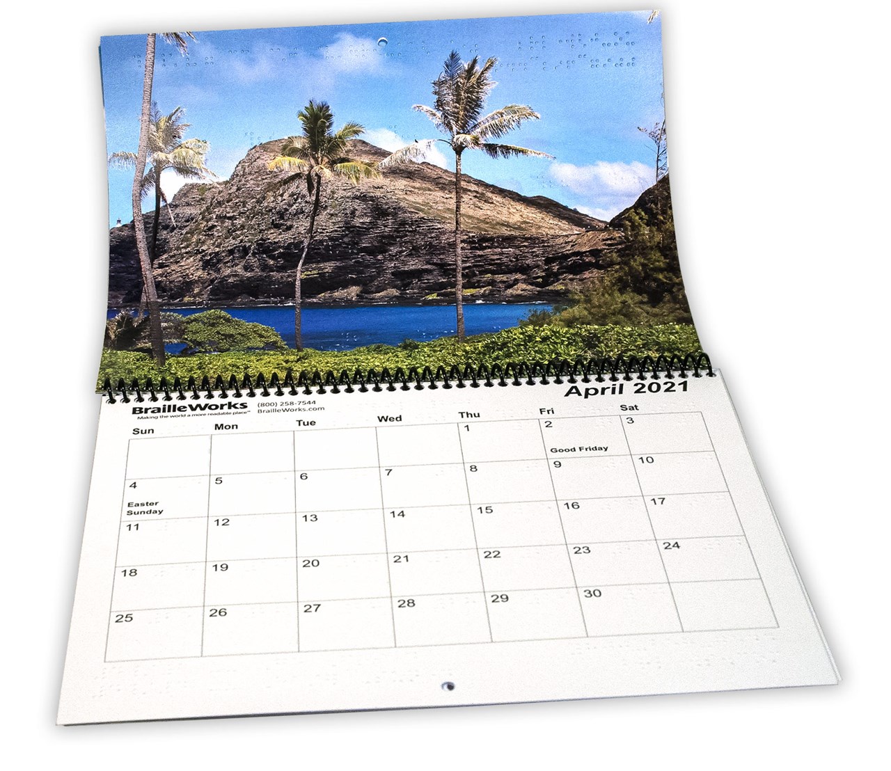 Wholesale Full Color Custom Design 2021 Braille Wall Calendar Printing Logo Style