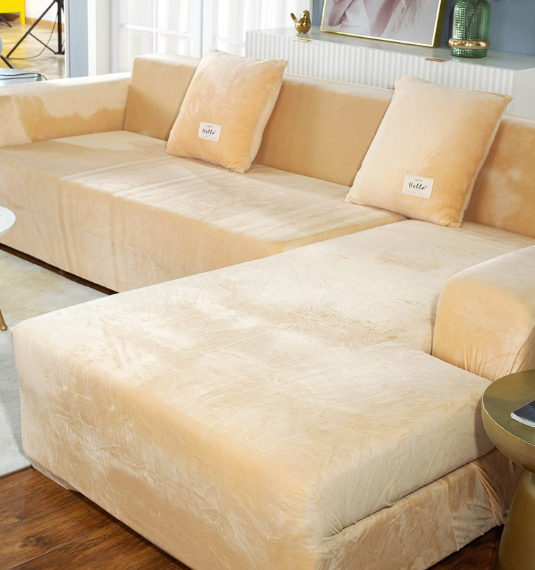 Plush Sofa Cover Velvet Elastic Leather Corner Sectional For Living Room Couch Covers Set Armchair Cover L Shape Seat Slipcovers