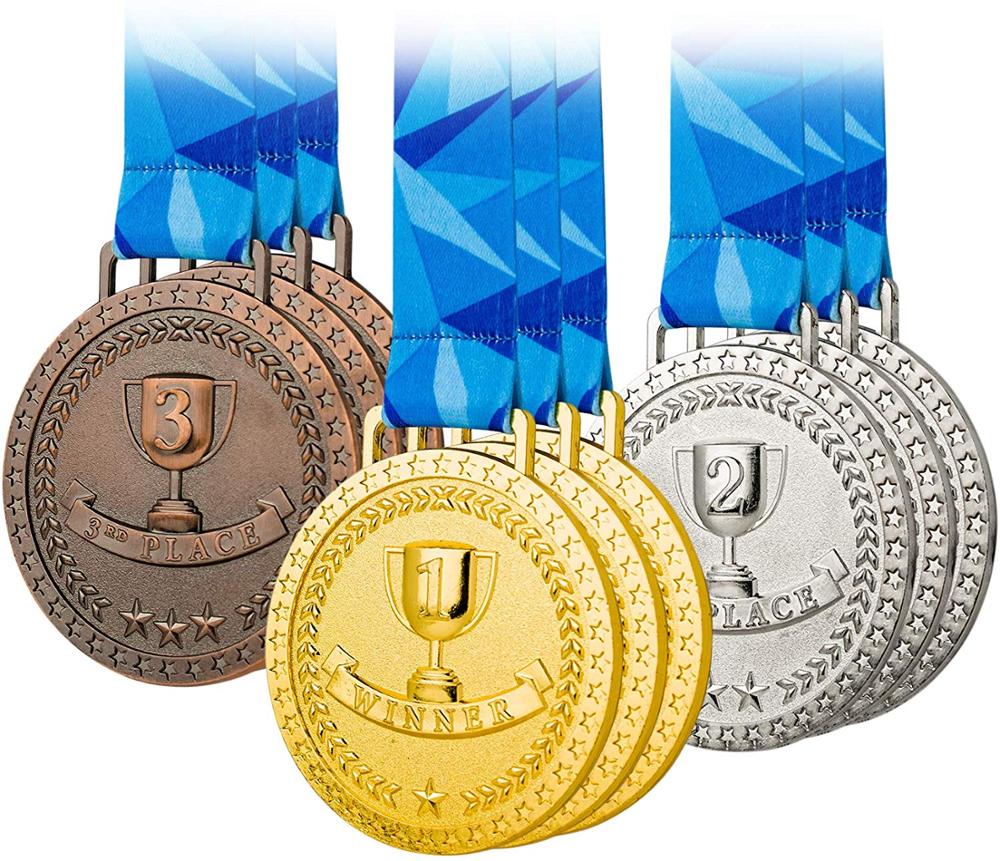 Amazon Top sell China manufacturer wholesale custom high quality sports awards trophies medal with ribbon