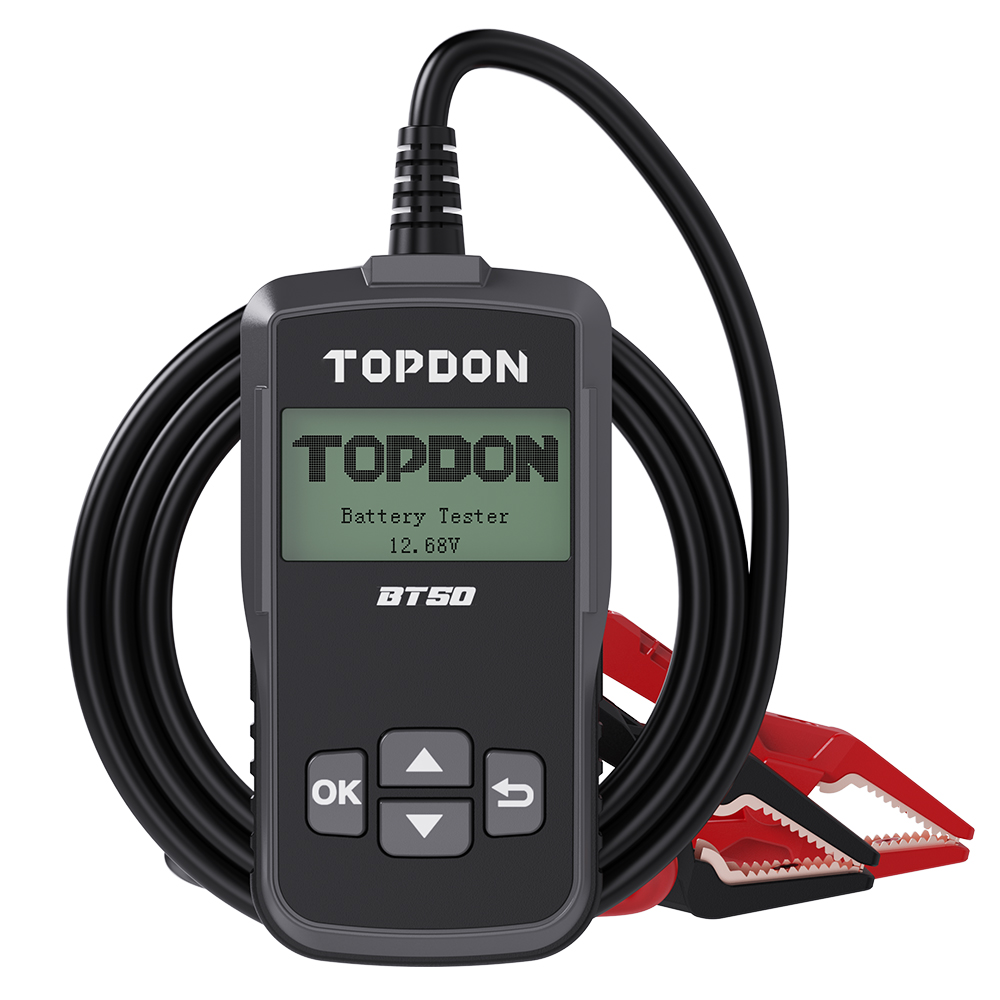 Новое поступление, тестер автомобильной батареи TOPDON BT50, 12 В, анализатор емкости, тестер нагрузки, тестер системы запуска 100-2000CCA