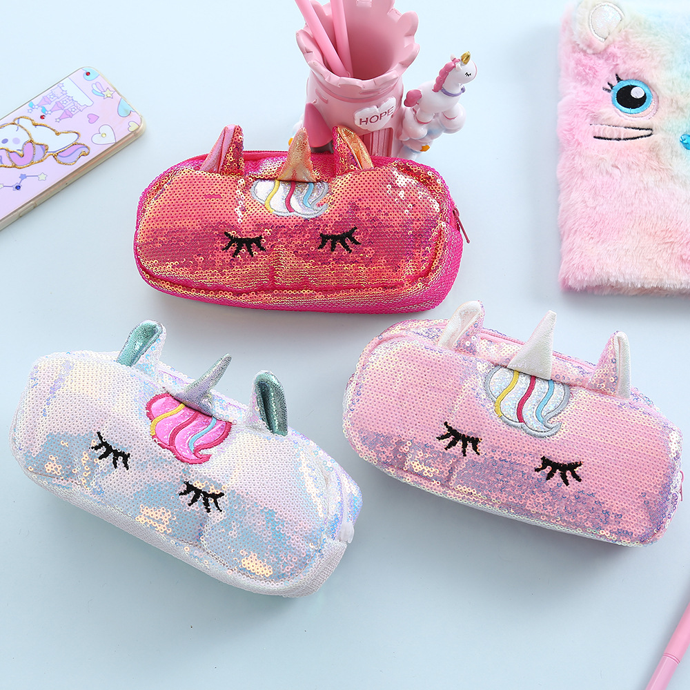 Seaygift оптовая продажа многофункциональные Забавный kawaii Лазерная Радуга Единорог блесток glitterl детей пенал сумка для мальчиков и девочек