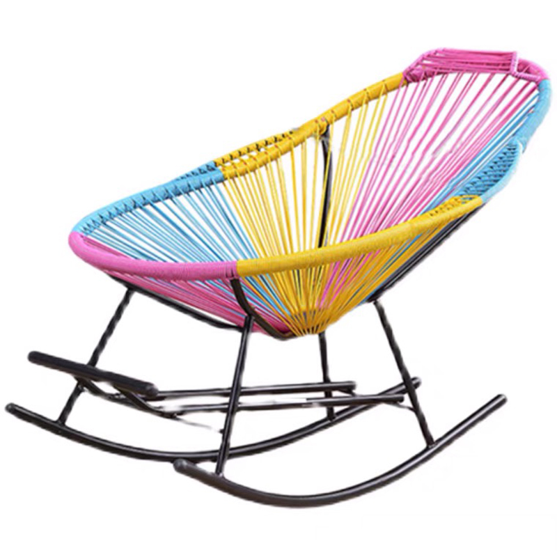 Outing Mate China manufacturer colorful Step-on rocking rattan chair 100% safety