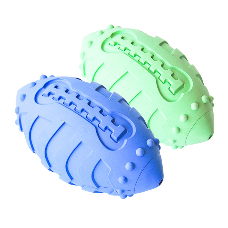 Eco Friendly Squeaky Training Rugby Ball Toys Tough Natural Rubber Dog Ball Toy