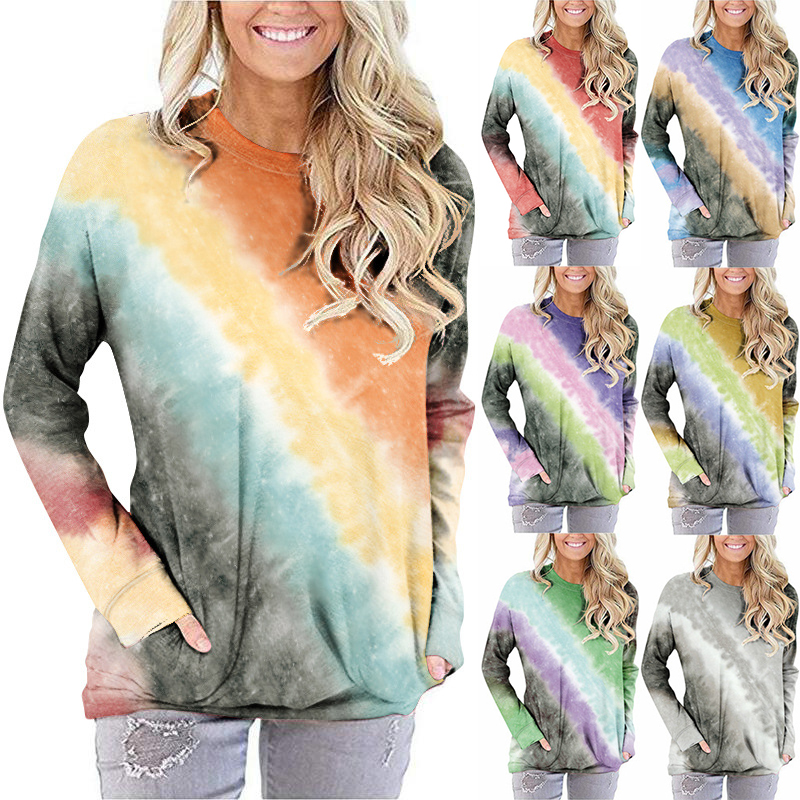 Wholesale Summer Breathable Graphic Tees Long Sleeve T-Shirt Ladies Vintage Oversized Tie Dye T Shirt Women
