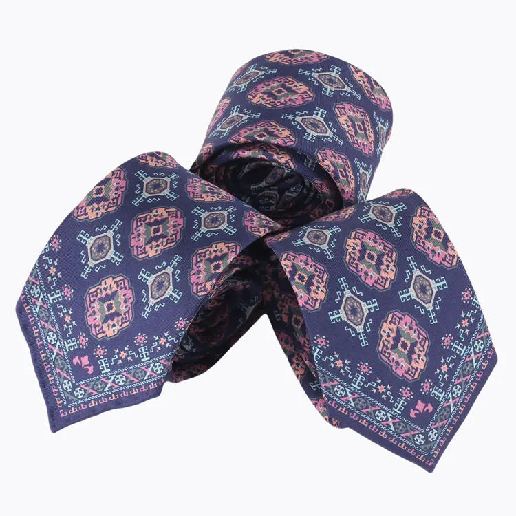 100% Silk Print Panel Pattern Wholesale Ties High Quality Italian Factory Neckties For Mens Custom Ties