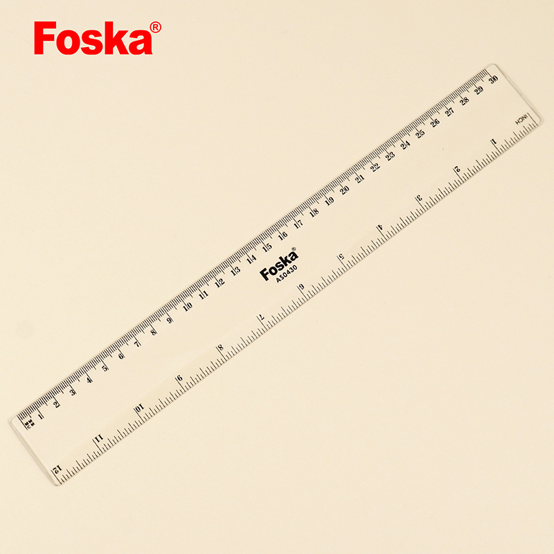 Foska School and Office 30 X 3.8CM Transparent Plastic Ruler