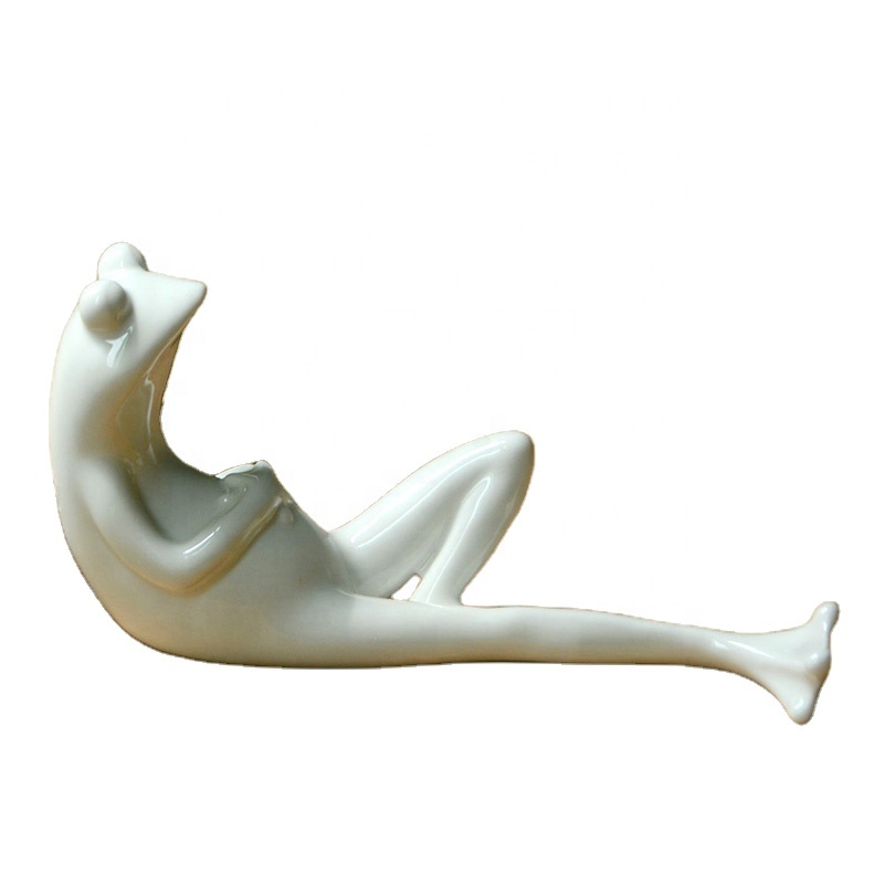 Z16493A Home Decoration Porcelain Animal Miniature White Color Ceramic Frog Figurines Ornaments For Desktop Decor