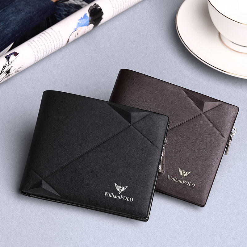 Бумажники WILLIAMPOLO мужские из коровьей кожи, Модный складной держатель для карт, короткий кошелек с блокировкой RFID