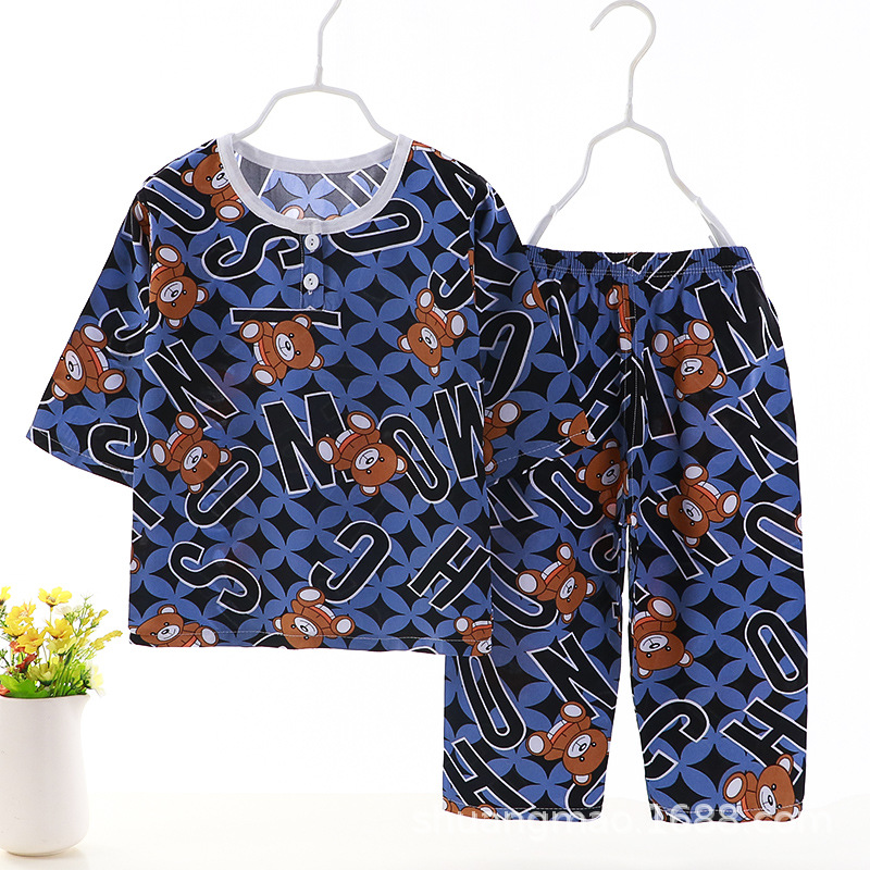 Pajamas2021 new home service summer boys Korean short-sleeved suit children's pajamas girls wholesale