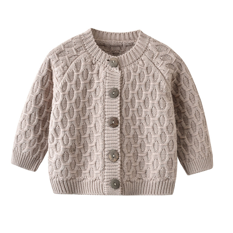 Neutral baby solid cardigan coat infant toddler cappuccino wool sweaters