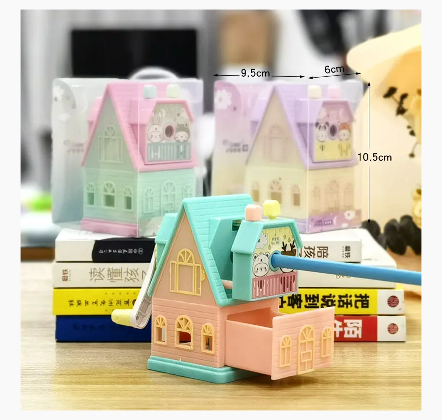 High quality Pencil Sharpener Cartoon house Creative Emotions Plastic Pencil Sharpener For Kids Gifts Stationery School Supplies