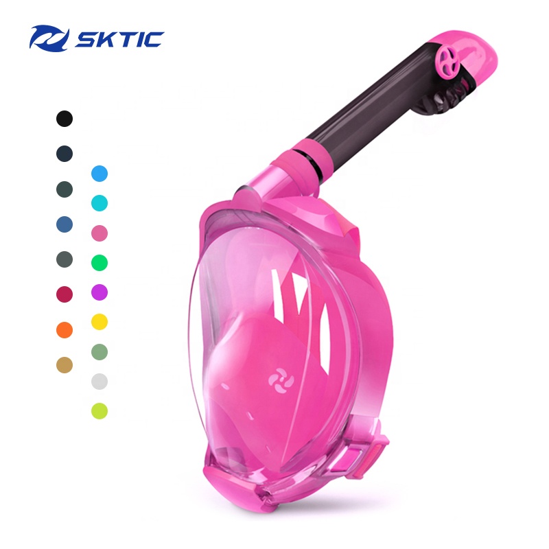 SKTIC Different Colors Diving Masks New Water Sport Play Swimming Equipment Full Face Snorkel Mask For Aldult Kids