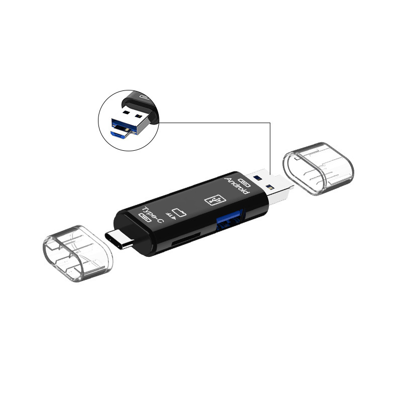 Usb 3.1 All In One Card Reader High Speed TYPE-C to TF Micro USB2.0 multi-function mobile phone card reader OTG
