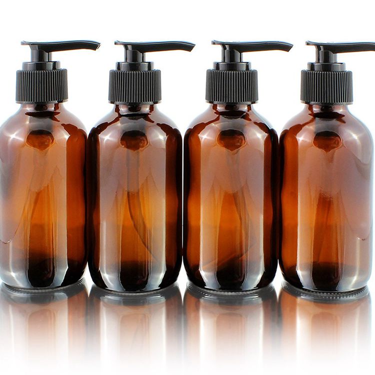100ml 250ml 4oz 8oz 12oz Empty Brown Plastic Body Lotion Bottle blue clear amber green pet Pump Bottle