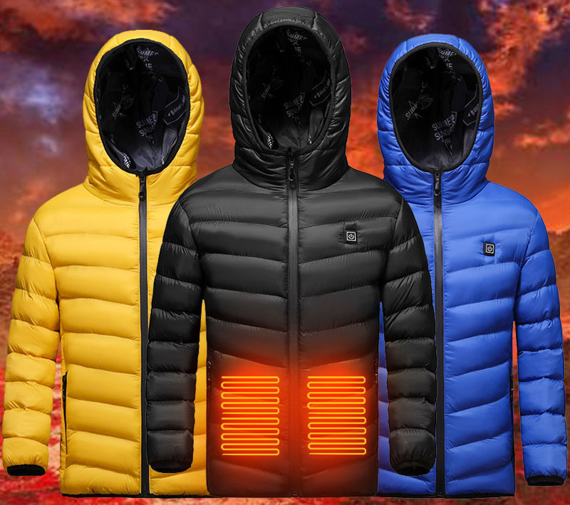 2021 ребенок нагрева USB chargingcoat Winterproof пальто для детей с капюшоном, теплая куртка