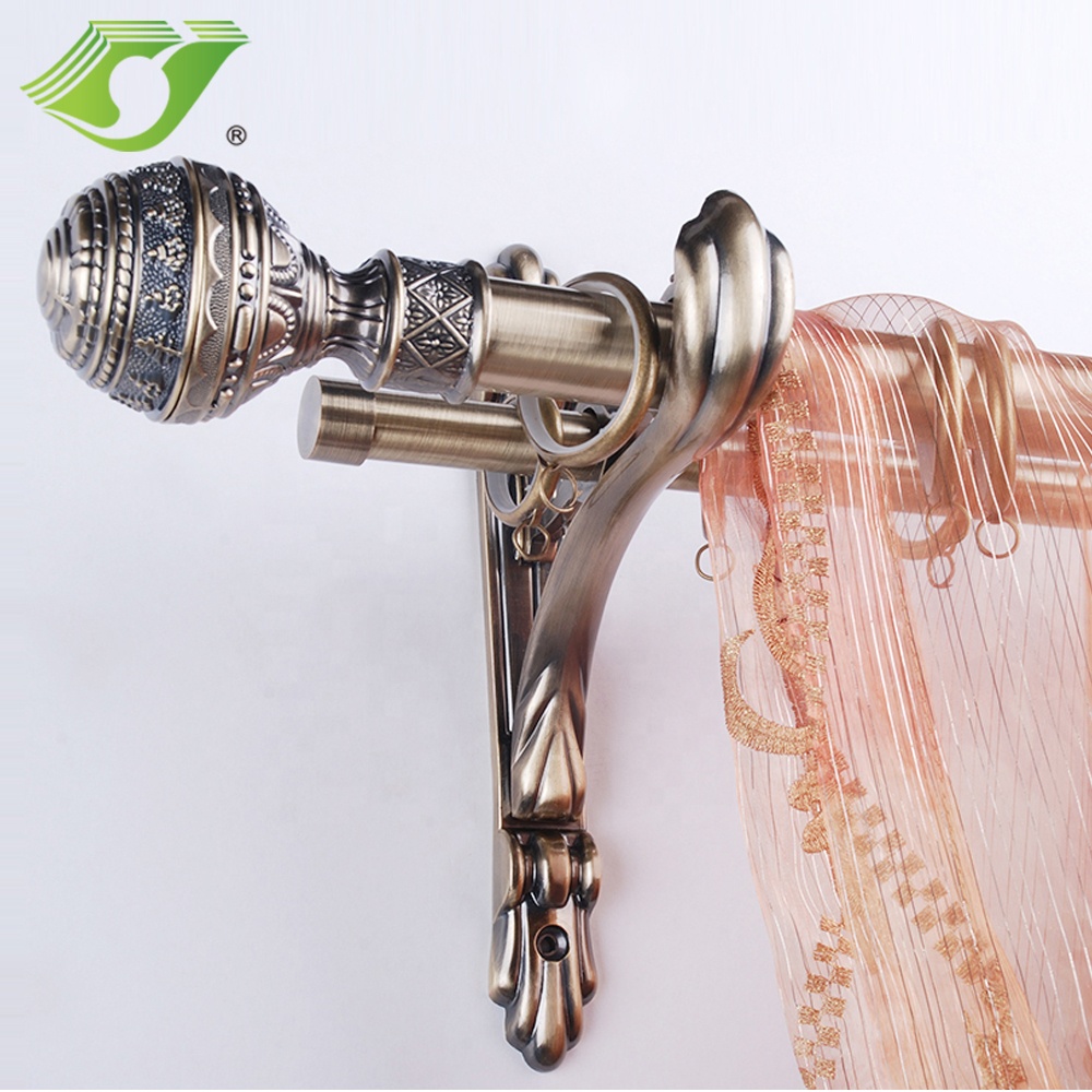 Home decor adjustable double metal telescoping fashion design double Iron material roman curtain rods for windows