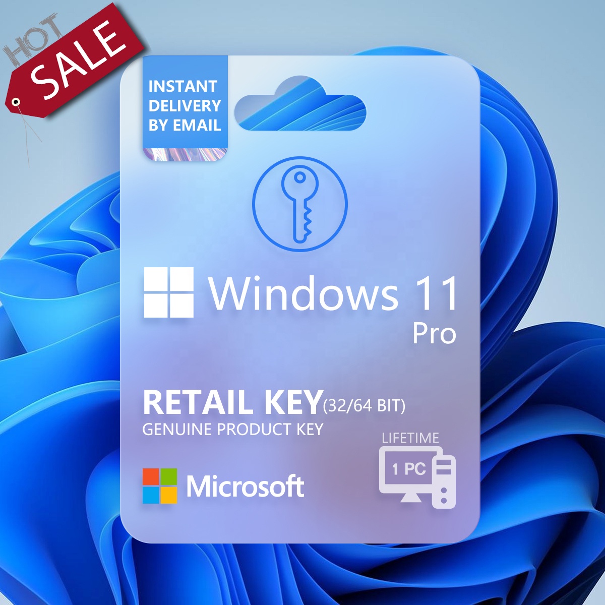 Онлайн-доставка электронной почты в течение 24 часов, Windows 11 Pro розничный цифровой ключ, онлайн Активация, подлинный оригинальный срок службы ключа