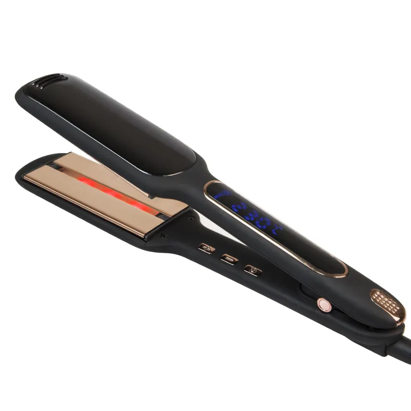 Professional ceramic hair straightener LCD temperature display flat iron titanium