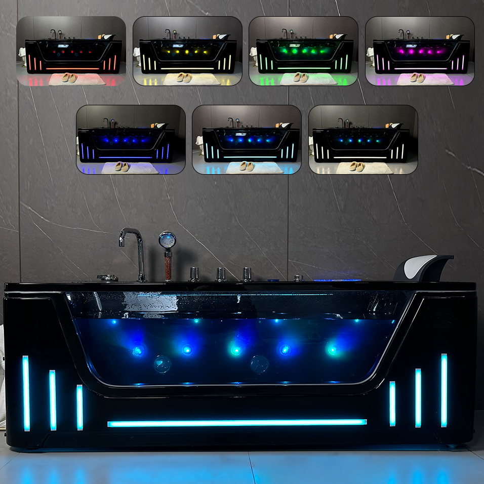 luxury 2-Person massage water jet black tub jet whirlpool teen tub free standing whirlpool tub