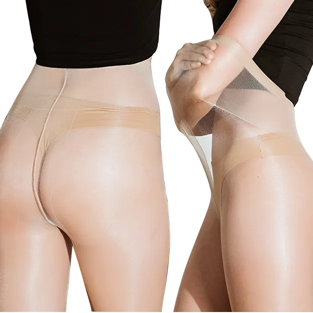 sexy hot nude tan color transparent oil shiny women underwear pantyhose tights