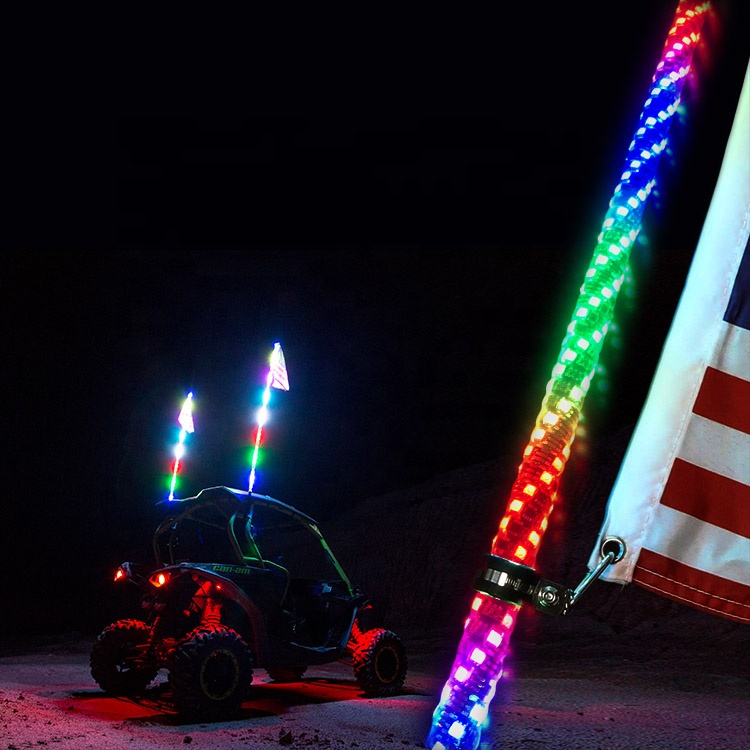 ATV UTV 4/5 футов быстроразъемный RGB чеканка цвет LED освещенный хлыст для RZR ATV флаги UTV антенна для Quad Dune внедорожный Хлыст