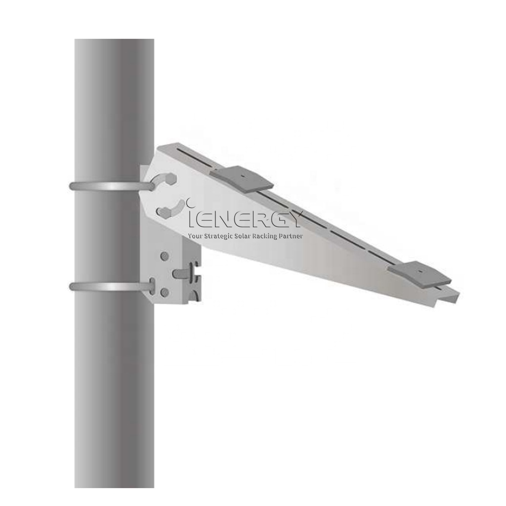 Wall Mount Designed Adjustable Solar Panel Bracket Rapid Assembly Solar Pole Mount Single Arm Aluminum Solar Panel Pole Mount