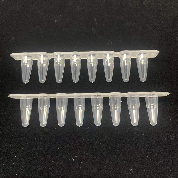 Eco friendly lab disposable dna rna free plastic material 0.1ml 0.2ml transparent 8 strip pcr tubes