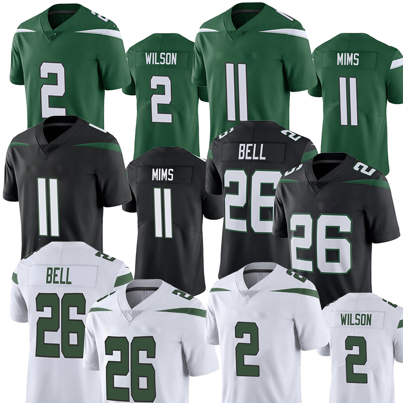 Мужские футбольные майки New 2 Zach Wilson 95 Quinnen Williams York 11 Denzel Mims 8 Elijah Moore 12 Namath