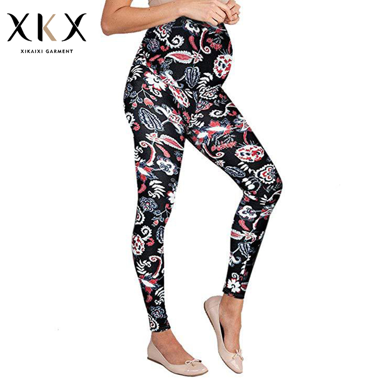 High quality comfortable pregnant maternity outerwear women leggings adjustable buttery soft digital printed maternity leggings
