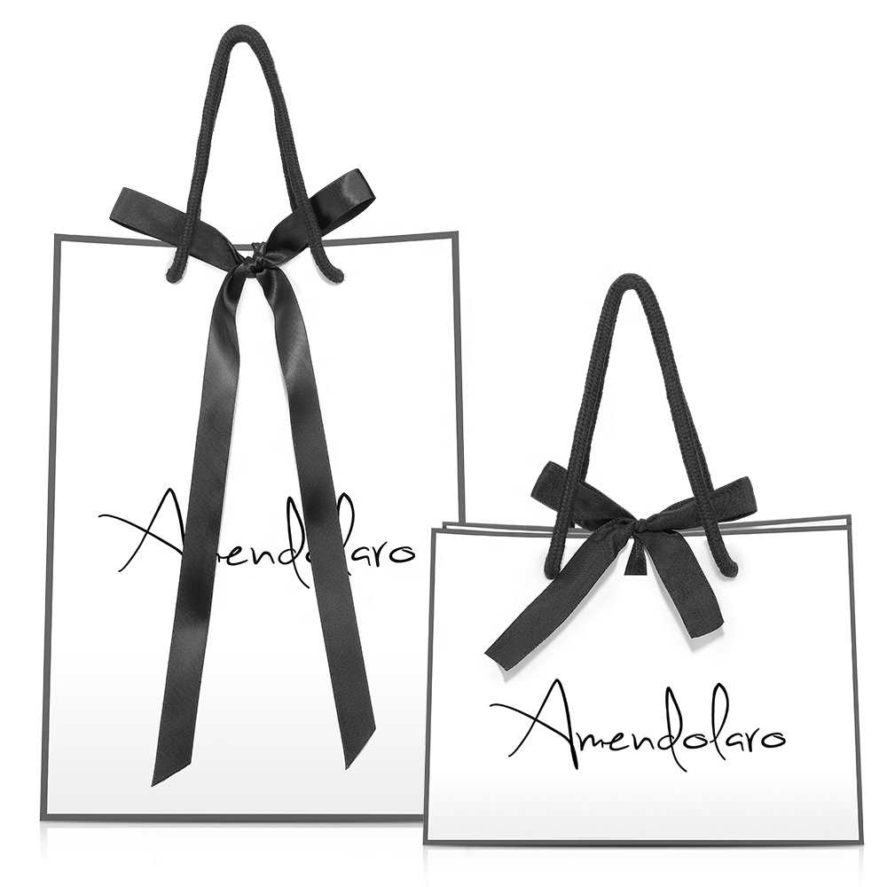Custom logo printed jewelry Clothing packaging Boutique shopping gift paperbag white Kraft paper bag with handles