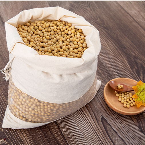 100% Purified Cotton bag with see-through window for bulk food multi-purpose bags with clear window accept the LOGO printing