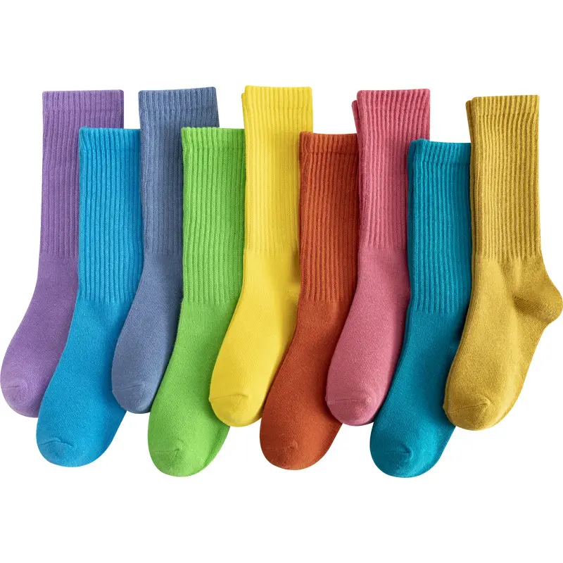 New Candy Color Children Socks Spring Winter Kids School Slouch Socks Breathable Soft Cotton Long Elastic Mid Tube Socks