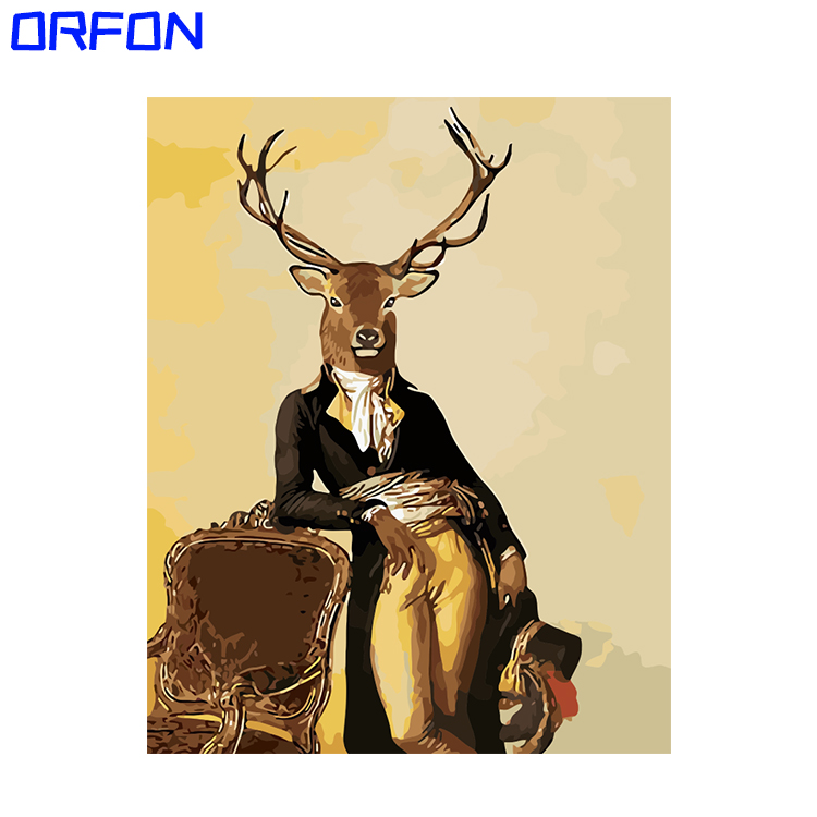 Orfon LY239 краска по номерам DIY Цифровая живопись маслом импрессионисты абстрактный олень оптовая продажа пейзаж на холсте без рамки