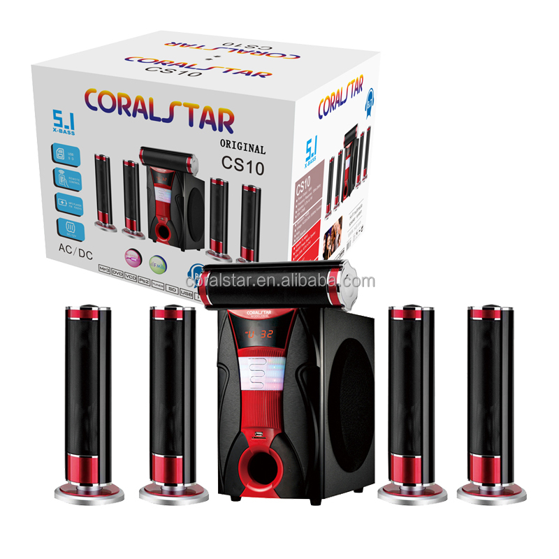 Coralstar 5.1 HI-FI super bass speaker home theater system Subwoofer Wooden Box Speaker