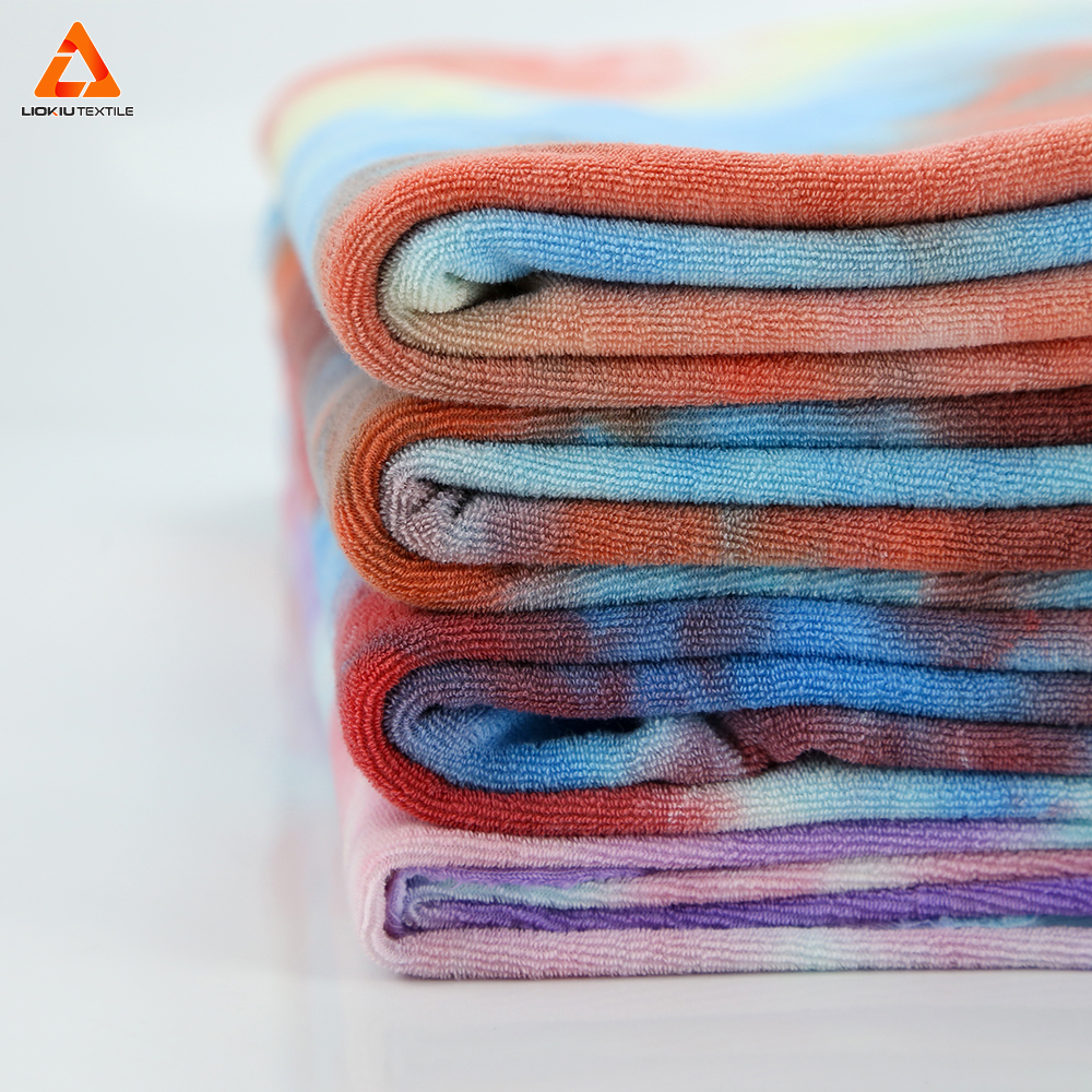 colorful tie dye 100 cotton fabric multi color towel cloth in-stock customized accepted terry fabric for headband pajamas