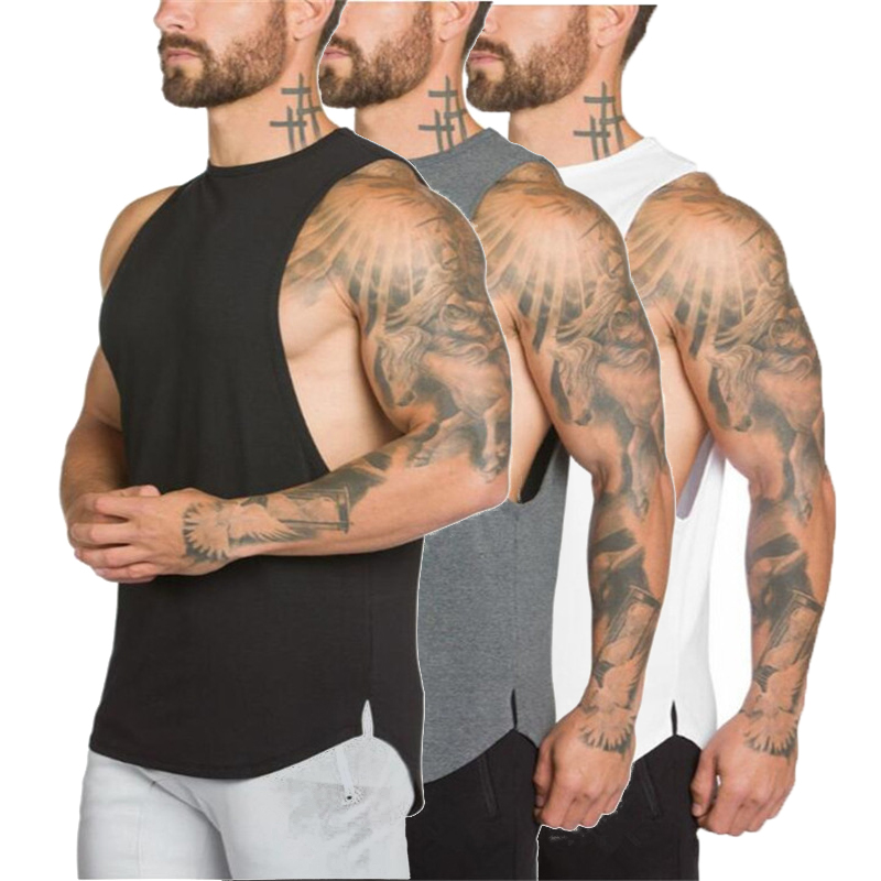 OEM Custom Cotton Gym Vest Fitness Singlet Workout Muscle Bodybuilding Men Tank Top