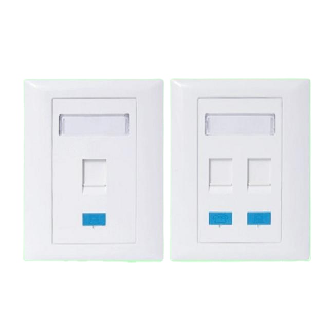 SZADP 86*86MM White Faceplate Wall Plate Double Port RJ45 Plug Network LAN Telephone Panel Faceplate
