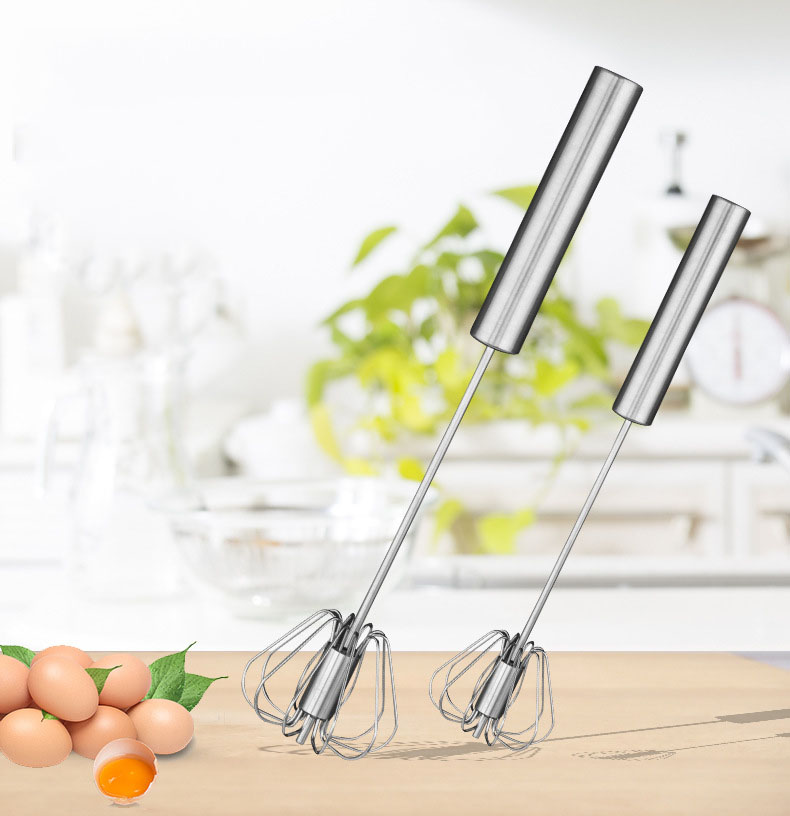 304 Stainless Steel Semi-automatic Egg Beater Multifunctional Manual Push Rotating Baking Wihsk Mixer
