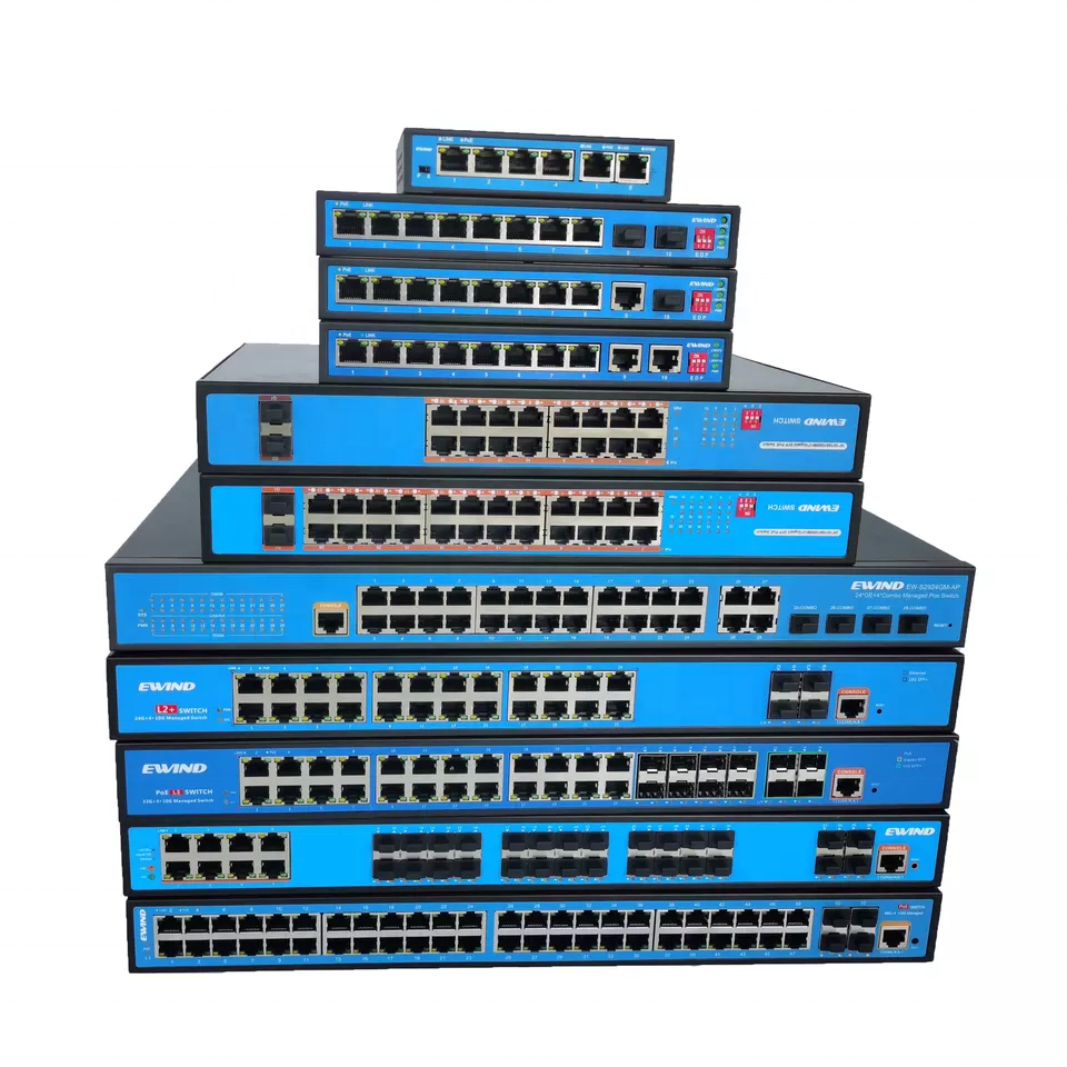 Фабричный OEM/ODM POE коммутатор 4 8 16 24 порта 100/1000M Ethernet волоконный коммутатор POE Gigabit с 2 портами Uplink RJ45