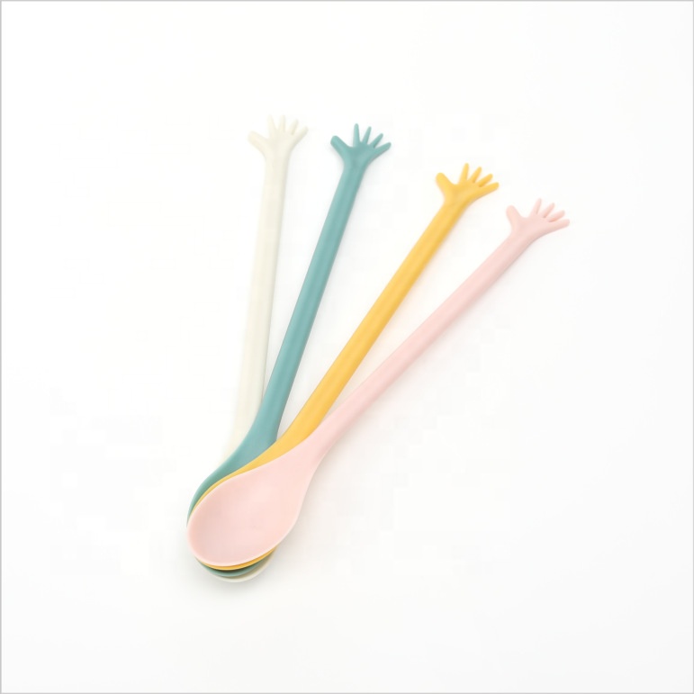 A3102Creative silica gel stirrer coffee spoon long handle stirrer cocktail milk tea juice dessert ice spoon stirring rod