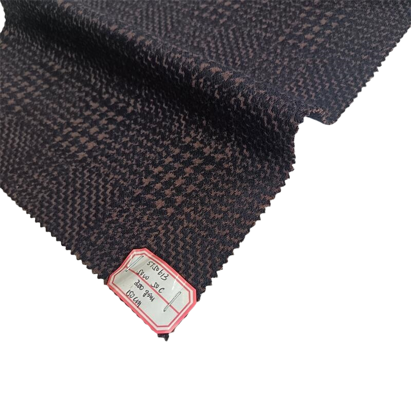 Jacquard houndstooth knitted fleece italian wool mohair cotton yarn dyed plaid fabric