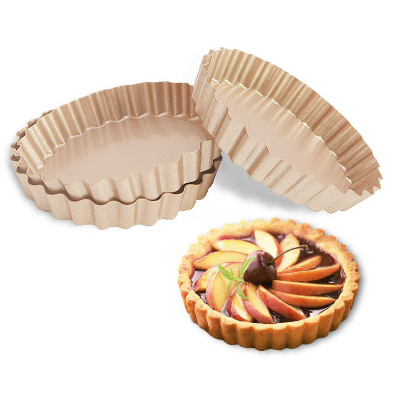 CHEFMADE 0,6 мм углеродистая сталь маленькая пищевая многоразовая 4 дюймовая волнистая сковорода для выпечки мини круглая тарелка для пирога