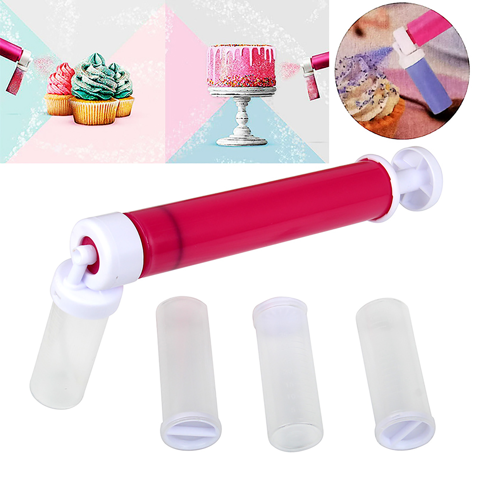 Cake Manual Paint Spray Gun Cake Coloring Duster Spray Tube Plastic Manual Airbrush for Decorating Cakes