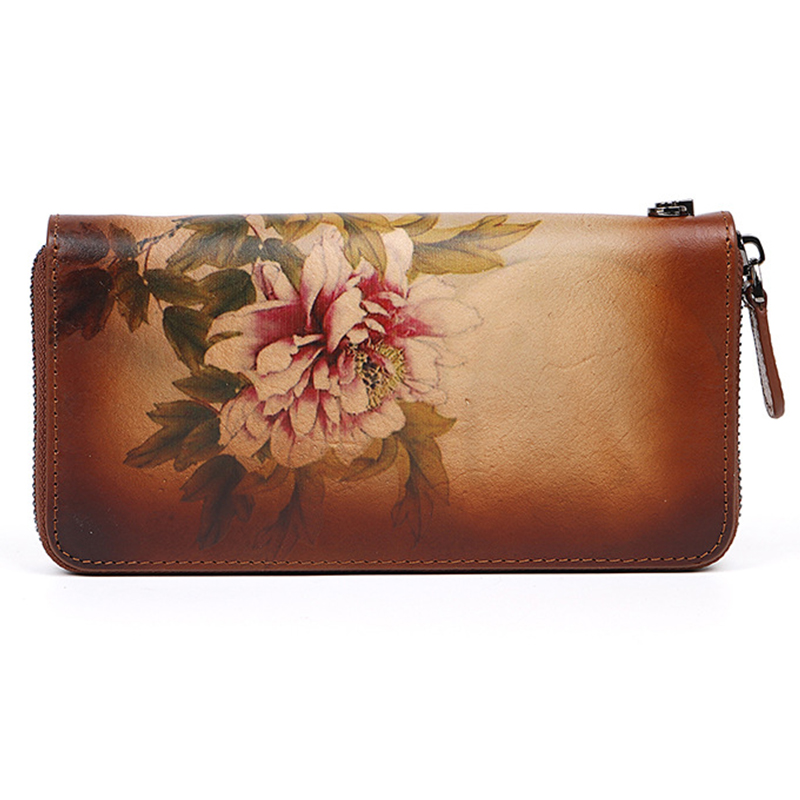 First Layer Cowhide Leather Wrist Girls Money Clip Phone Passport Women Wallet Leather