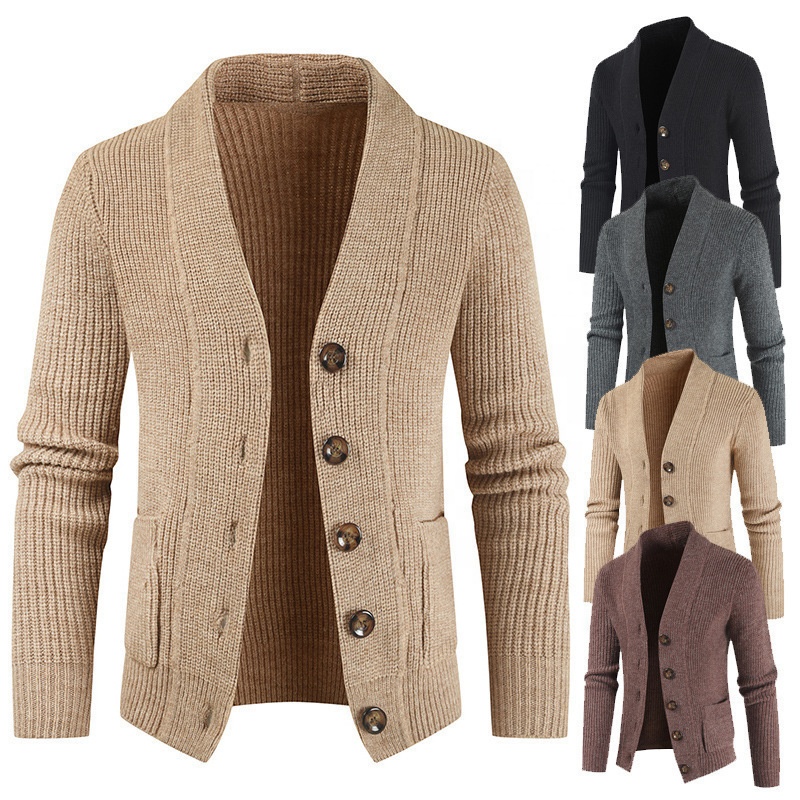 Wholesale Custom Christmas Knit Sweater Casual Solid Unisex Wool 100% Cotton Winter Fall Cropped Cashmere Mens Cardigan 2021