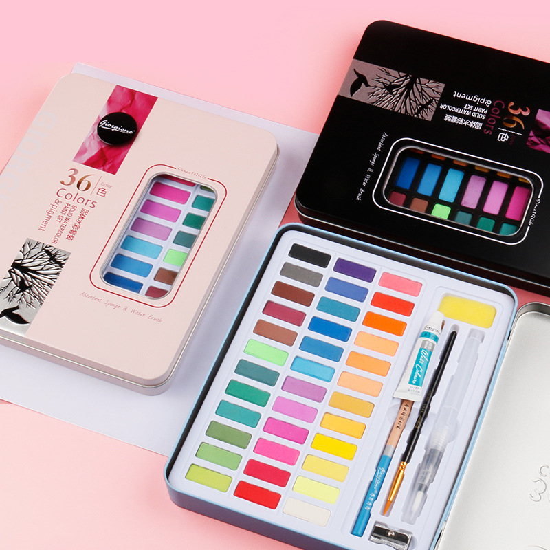 Solid Watercolor Paint Set with 36/48 Colors Watercolor Gift Watercolor Set
